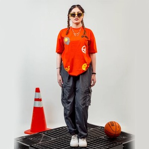 220 GSM coton bouffée imprimé unisexe t-shirt couleur Orange surdimensionné col rond t-shirts pour hommes Streetwear Style t-shirt pour hommes - Product Image 4