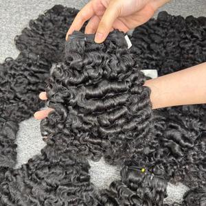 Extensiones de cabello humano natural rizado birmano al por mayor en trama de la fuente de más alta calidad - Product Image 3