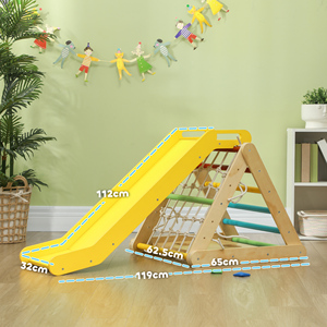 AIYAPLAY Montessori Jeu d'escalade 5 en 1 pour enfants avec corde, toboggan et sacs, en bois, 119x63x61 cm - Product Image 3