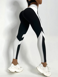 Two-Tone Yoga <b>Leggings</b> with Tummy Control Mid Waist Breathable and Sporty Design Seamless Technology for <b>Summer</b> Sports Tights - Product Image 3