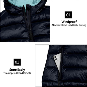 Chaleco acolchado personalizado para mujer con capucha, chaqueta sin mangas resistente al agua, Chalecos para senderismo, esquí, acampada, transpirable con el mejor OEM - Product Image 5