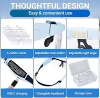 Magnifier Glasses With Led Light Headband 5 With Detachable Lenses Headband Magnifier Glass for Close Work Hobby Crafts Jewelry
