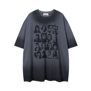 Camiseta de Verano para Hombre, Estilo Hip-Hop Urbano, Casual, Transpirable, Cuello en V, Talla Grande, 100% Algodón Jersey, Manga Corta Holgada, Tejida, 180g - Product Image 2