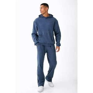 Ensemble deux pièces unisexe à capuche et évasé de vêtements de sport personnalisés 100% coton ensemble de jogging grande taille bon marché pour hommes - Product Image 1