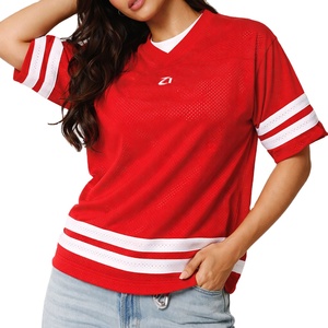 Camiseta Deportiva Unisex de Malla Roja para Fútbol Americano, Transpirable, de Poliéster, Estilo Urbano, Cuello en V, Uniforme de Equipo, Fabricante Personalizado - Product Image 3