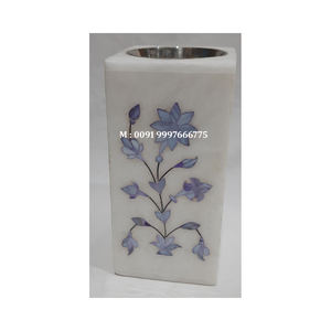 Quemador de Incienso Bakhoor con Incrustaciones de Nácar Azul y Mármol Blanco, Diseño Floral Hecho a Mano, Ideal para el Día de Acción de Gracias - Product Image 1