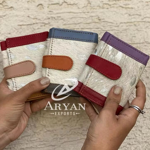 Pochette en cuir de vache portefeuille élégant et décontracté porte-cartes petit porte-monnaie - Product Image 1