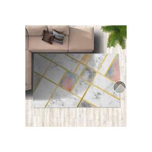 Alfombra de piel con aspecto de mármol clásico Patrón rectangular de felpa Impreso digital para el hogar Sala de estar o piso Tamaño grande para uso en el pasillo - Product Image 3