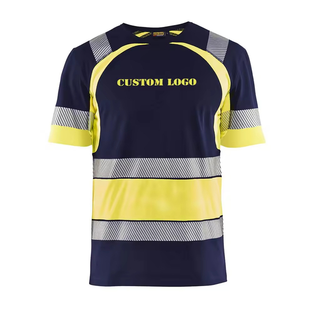 Hi Vis Men's Short Sleeve Safety Shirt Protective Reflective Work Shirt for Warehouse Roadwork Utility
