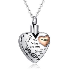 Collier d'urne de crémation en acier inoxydable pour maman Pendentif porte-cendres en forme de cœur Bijoux de crémation Cendres pour femmes Taille personnalisée - Product Image 5