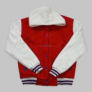 Chaqueta universitaria de lana personalizada con mangas de cuero de vaca real | Chaqueta con letras universitarias bordadas - Product Image 3