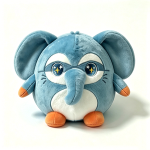 Peluche d'éléphant bleue personnalisée, peluche d'éléphant super-héros, peluche ronde et moelleuse, peluche d'éléphant masqué - Product Image 4