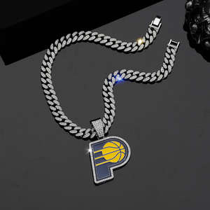Pendentif de basket-ball unisexe en argent 925 rhodié plaqué or 14 carats avec moissanite, style hip-hop, thème basket-ball Indiana Pacers - Product Image 6