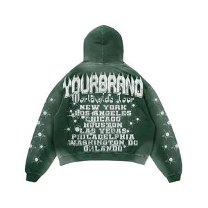 Ensemble Sweat à capuche personnalisé pour hommes avec broderie dégradée et pantalon de survêtement évasé 100% coton pour l'hiver - Product Image 4