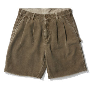 High quality corduroy <b>shorts</b> designed for streetwear featuring a zipper fly <b>elastic</b> waistband and custom solid color options - Product Image 3