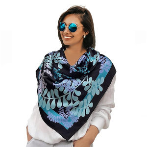 Madhav International Women's High Quality Silk <b>Scarf</b> Long Soft Cotton Printed Logo Headscarf Hot Sale Square Style <b>Scarf</b> - Product Image 5