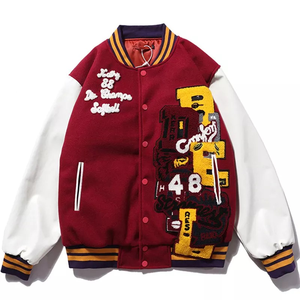 Boxy Varsity <b>Jacket</b> Baseball Lettermen <b>Jacket</b> Music Band <b>Mens</b> Letters Embroidery Patchwork College <b>Jackets</b> - Product Image 1