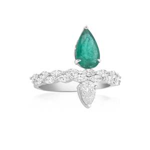 Anillo de Pareja con Zafiro Rosa y Rubí Corte Esmeralda, Chapado en Rodio, Anillo Delicado y Brillante para Regalo - Product Image 3