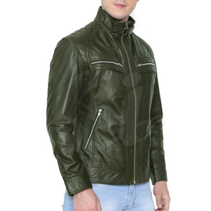 New Arrival Casual Wear Men's Cow Skin Leather Winter <b>Jacket</b> with Stand Collar Waterproof & Eco-Friendly Factory Direct Supply - Product Image 4