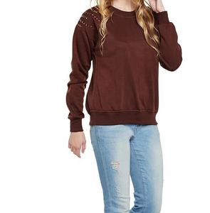 Sweat-shirt d'hiver décontracté à blocs de couleur imprimé pour femmes Pull ample Col rond Vêtements à épaules tombantes Fabricant de sweat-shirt personnalisé - Product Image 4