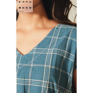 Aparna Cotton Check - Ropa Transpirable Azul Ceniza, Cómoda y Elegante - Product Image 4