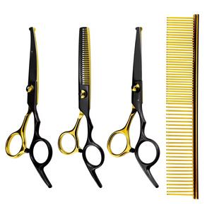 The Blackout Gold Pro Shear Kit 3 Piece Ergonomic Cutting Blending & Safety Scissors with Matching <b>Comb</b> Elite Stylist Tool Set - Product Image 5