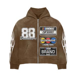 Sweat à capuche zippé pour homme en coton sport, 100% matière polaire respirante de haute qualité, logo brodé personnalisé, écologique - Product Image 4