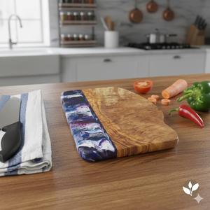 SOLOBEAT Luxury Modern Solid Wood & Resin Handmade <b>Kitchen</b> Cutting Board for <b>Furniture</b> - Product Image 4