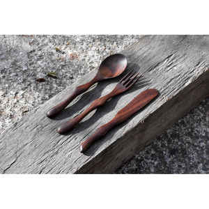 Juego de Cubiertos de madera en stock listo, su logotipo impreso, cubiertos de madera, juego de tenedor y cuchara para suministros de utensilios de cocina, juego de cubiertos reutilizables - Product Image 4