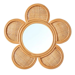 Miroir mural en rotin unique grand style bohème chic adapté aux maisons côtières appartements rustiques et intérieurs patrimoniaux - Product Image 1