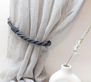 Dark Grey Cotton Rope <b>Curtain</b> Tieback Handmade Window <b>Holdback</b> - Product Image 1