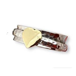 Anillo giratorio de corazón de dos tonos de plata 925, banda de meditación hecha a mano para mujer con ágata estilo clásico para boda y fiesta - Product Image 5