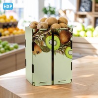 Op maat bedrukte kiwi fruit papieren cadeaudoos met handvat, dubbele opening, kartonnen verpakking voor retail en e-commerce