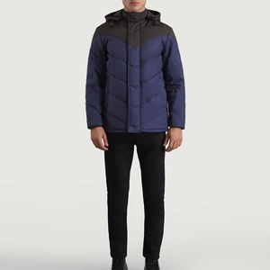 Chaqueta de invierno de alta calidad para hombre, nueva capucha informal acolchada de algodón, parte superior a prueba de viento, cierre de cremallera de lona, revestimiento sólido con logotipo frontal - Product Image 3