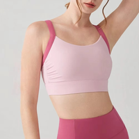 Soutien-gorge de sport de yoga pour femmes à séchage rapide avec logo avant en Spandex/Nylon à col en V profond-Entraînement le plus vendu