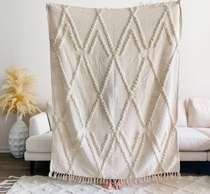 Haute qualité 100% coton doux léger Vintage tricoté gland jeter couverture inde inspiré motif rayé pour canapé canapé lit - Product Image 6