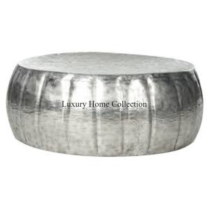 Mesa de centro de aluminio con diseño de calabaza plateada, muebles de sala de estar de lujo únicos con accesorios elegantes - Product Image 1