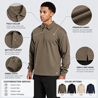Chemises polo pour hommes FNJIA, manches longues, coton tricoté, col rabattu, décontractées, amples, pull-over, fabricant