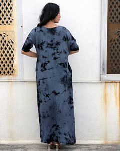Breezy and Relaxed <b>Women</b> Summer <b>Beach</b> Tie Dye Long Kaftan Short Sleeves <b>Beach</b> <b>Women</b> Regular Size V Neck With Side Pockets Dress - Product Image 5