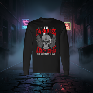 Camiseta de manga larga con estampado de calavera gótica The Darkness In Me Acknowledge The Darkness Goth Skull Art - Product Image 1