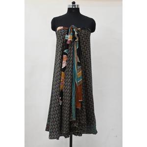 Falda de playa de seda Floral Vintage de 2 capas para mujer Estilo largo de verano Envoltura mágica reversible con cintura natural - Product Image 5