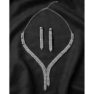NOVAMART Fine Buy Premium 925 <b>Sterling</b> <b>Silver</b> <b>Necklace</b> Sets for Women Marquise Cut Diamond and Zircon with <b>Pearl</b> Parties Wedding - Product Image 2