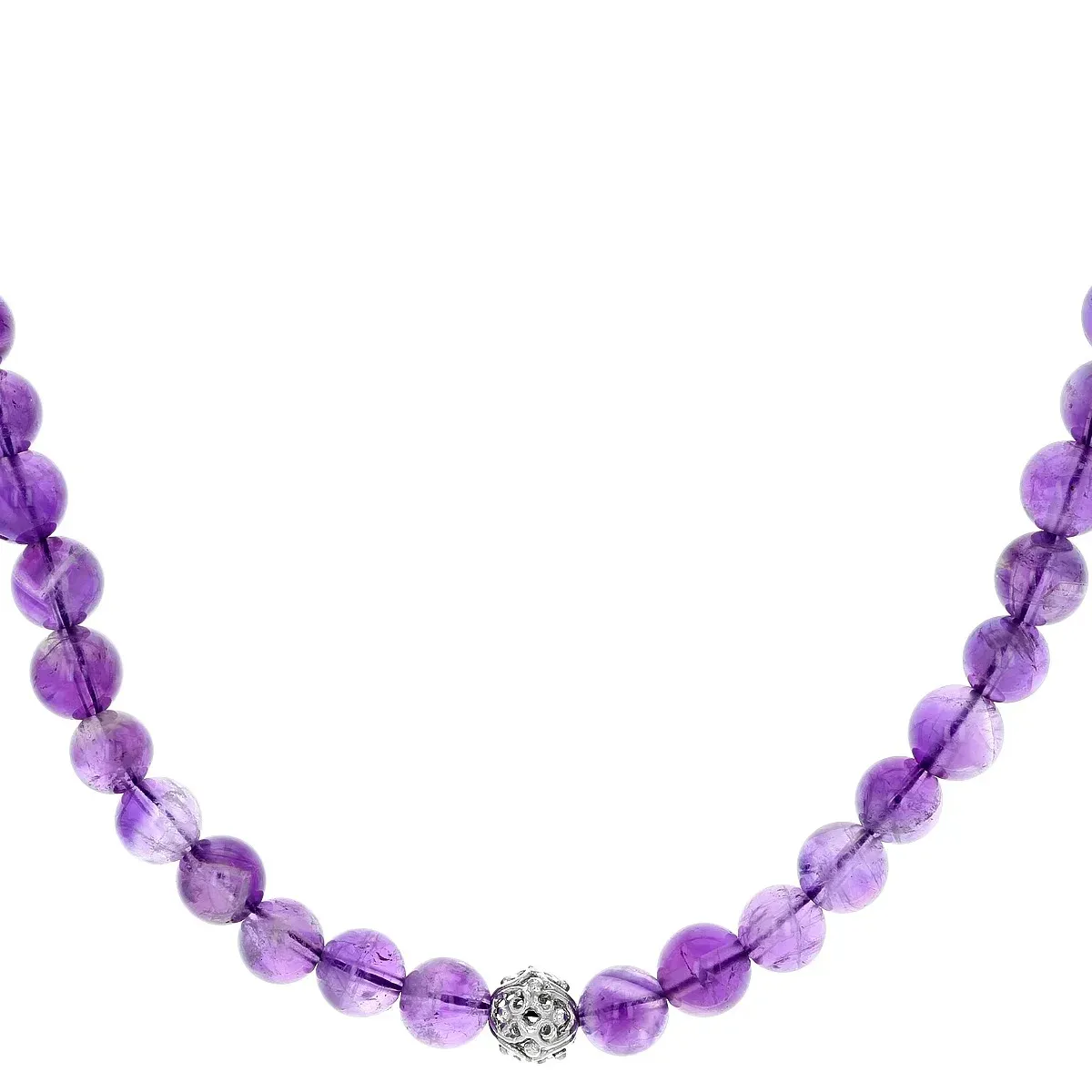 Kalung Bolo perak murni Rhodium kecubung ungu: perhiasan wanita modis, pengerjaan halus, aksen batu permata elegan