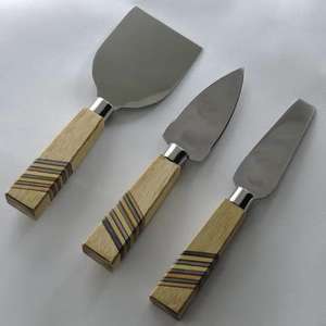 ชุดมีดหั่นชีสด้ามไม้พร้อมเนยมีดปาดสแตนเลสสำหรับใช้ในบ้านร้านอาหารชุดเสิร์ฟชีส - Product Image 6