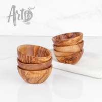 ArtisRaw Mini bols personnalisés en bois d'olivier |   Vaisselle Artisanale Méditerranéenne Écologique pour Tapas et Condiments – Idéale pour les Petites Portions en Voyage