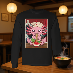 Camiseta de Manga Larga con Diseño Japonés de Axolotl Ramen Kawaii Anime, Camisetas Promocionales - Product Image 3