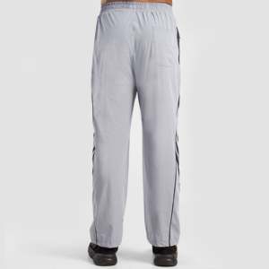 2.0 <b>Light</b> Grey Dual Stripe Man <b>Trousers</b> 100% Cotton Baggy Pants with Side Stripe & Zipper Decorations XL Size Lightweight - Product Image 3
