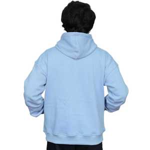 Felpa con cappuccio blu chiaro per uomo in pile di cotone con cappuccio Casual Streetwear pronto a non spedire alcuna tariffa con consegna rapida - Product Image 2