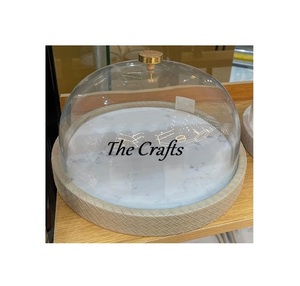 Plateau de service en acier inoxydable de couleur argentée avec dôme en verre Plateau de service de bonbons de qualité de luxe avec dôme en vrac - Product Image 2