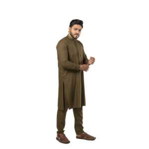 Kurta Nadeem P-17 Tradicional de Manga Larga, Algodón de Peso Medio, Verde, para Novio, Estilo Mehndi - Product Image 2